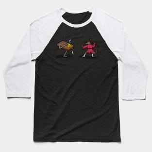 Funny Master Rat And Cheese Fighting Cartoon Baseball T-Shirt